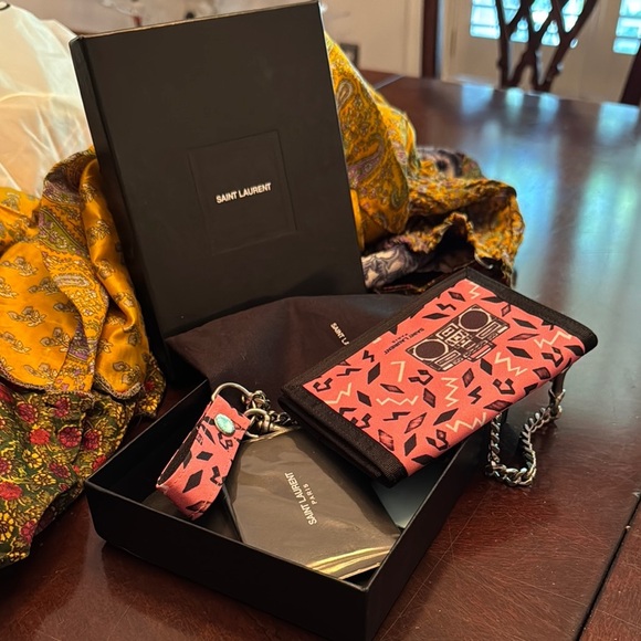 Saint Laurent Pink and Black Wallet Set - Picture 1 of 3